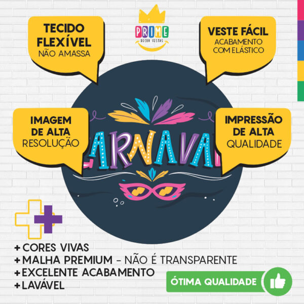 Painel Redondo 3D Carnaval Azul Tecido Sublimado - Image 3