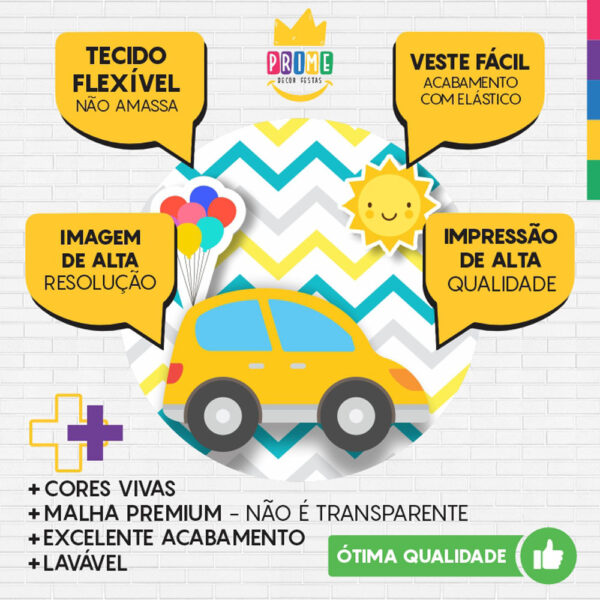 Painel Redondo 3D Carros Cute Tecido Sublimado - Image 3