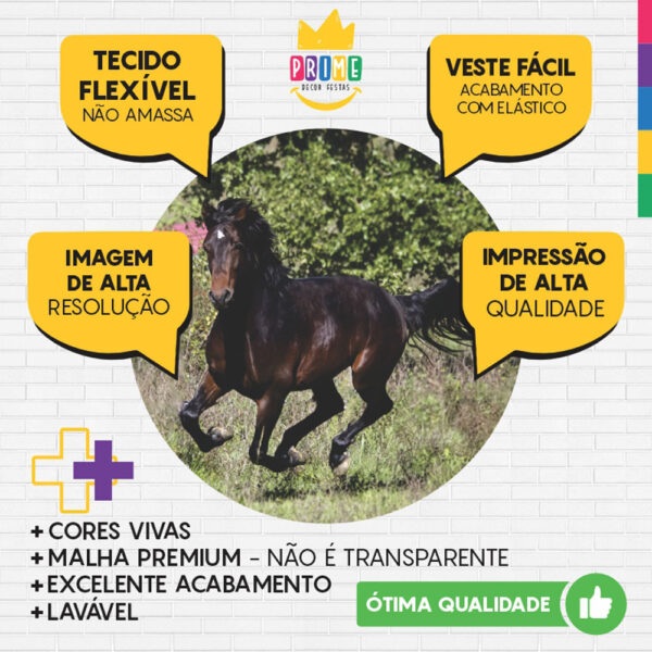 Painel Redondo 3D Cavalo Tecido Sublimado - Image 3
