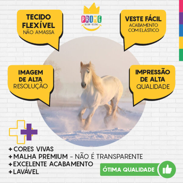 Painel Redondo 3D Cavalo Branco Tecido Sublimado - Image 3