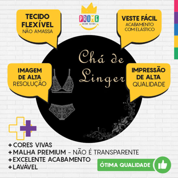 Painel Redondo 3D Chá de Lingerie Tecido Sublimado - Image 3