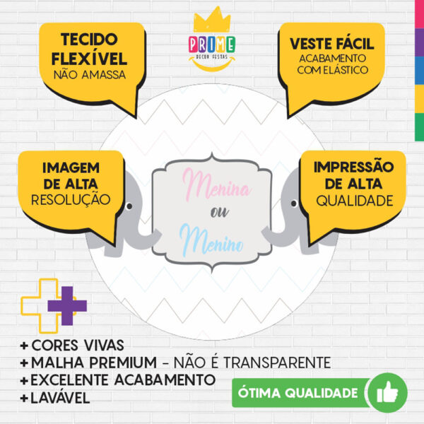 Painel Redondo 3D Chá Revelação Tecido Sublimado - Image 3