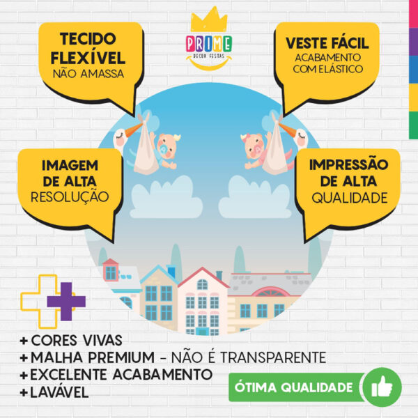 Painel Redondo 3D Chá Revelação Tecido Sublimado - Image 3