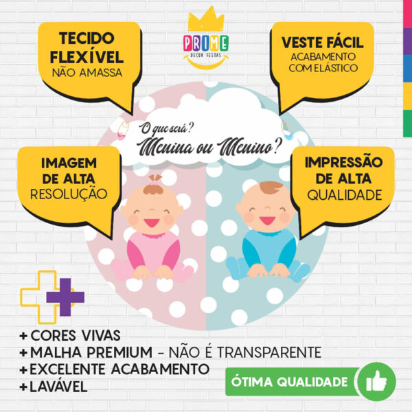 Painel Redondo 3D Chá Revelação Tecido Sublimado - Image 3