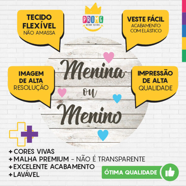 Painel Redondo 3D Chá Revelação Tecido Sublimado - Image 3