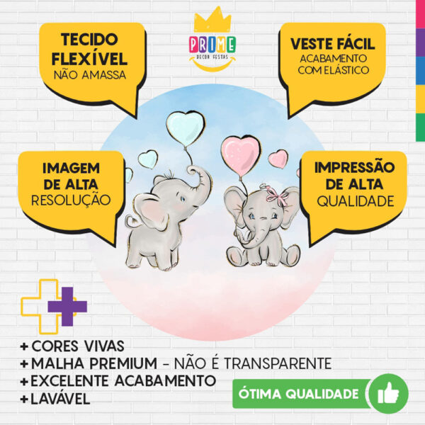 Painel Redondo 3D Chá Revelação Tecido Sublimado - Image 3