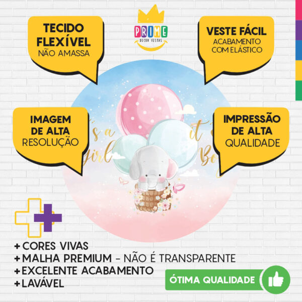 Painel Redondo 3D Chá Revelação Tecido Sublimado - Image 3