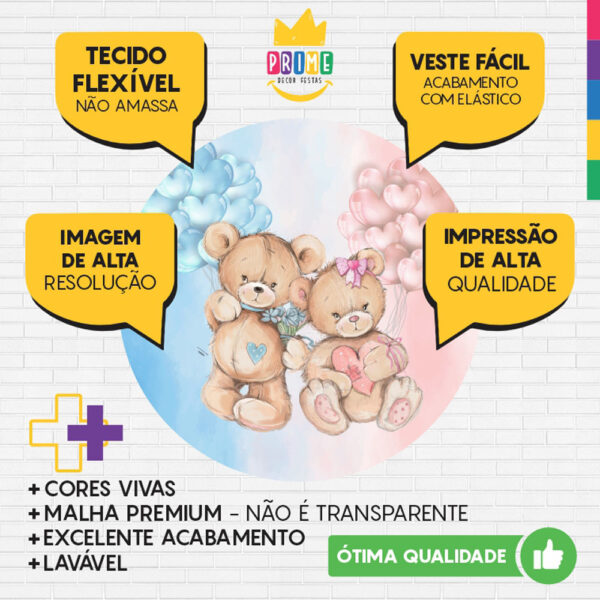 Painel Redondo 3D Chá Revelação Tecido Sublimado - Image 3