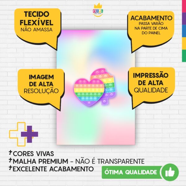 Painel de Festa Retangular 3D Pop It Candy Casadinho 1,50m x 2,20m - Image 4
