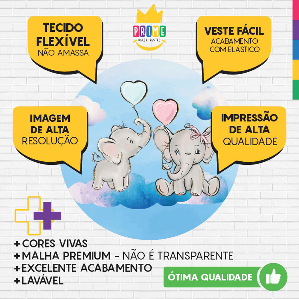 Painel Redondo 3D Chá Revelação Tecido Sublimado - Imagem 3