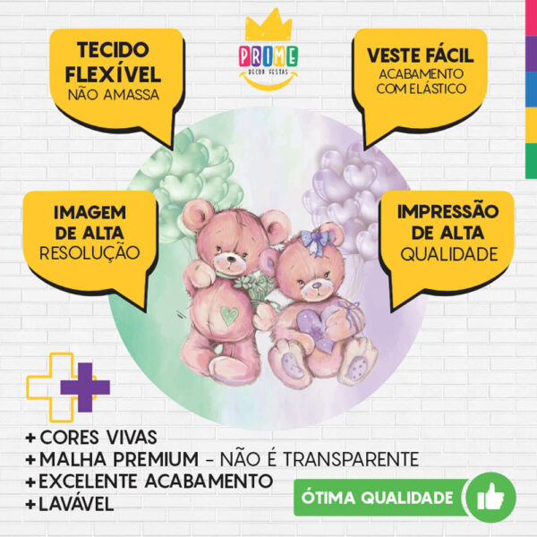 Painel Redondo 3D Chá Revelação Tecido Sublimado - Image 3