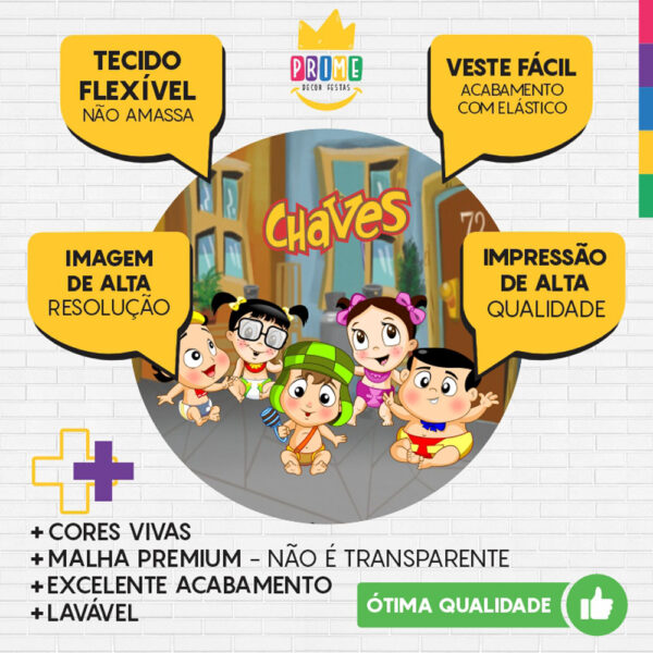 Painel Redondo 3D Chaves Cute Tecido Sublimado - Image 3