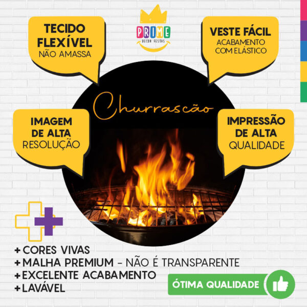 Painel Redondo 3D Churrasco Tecido Sublimado - Image 3