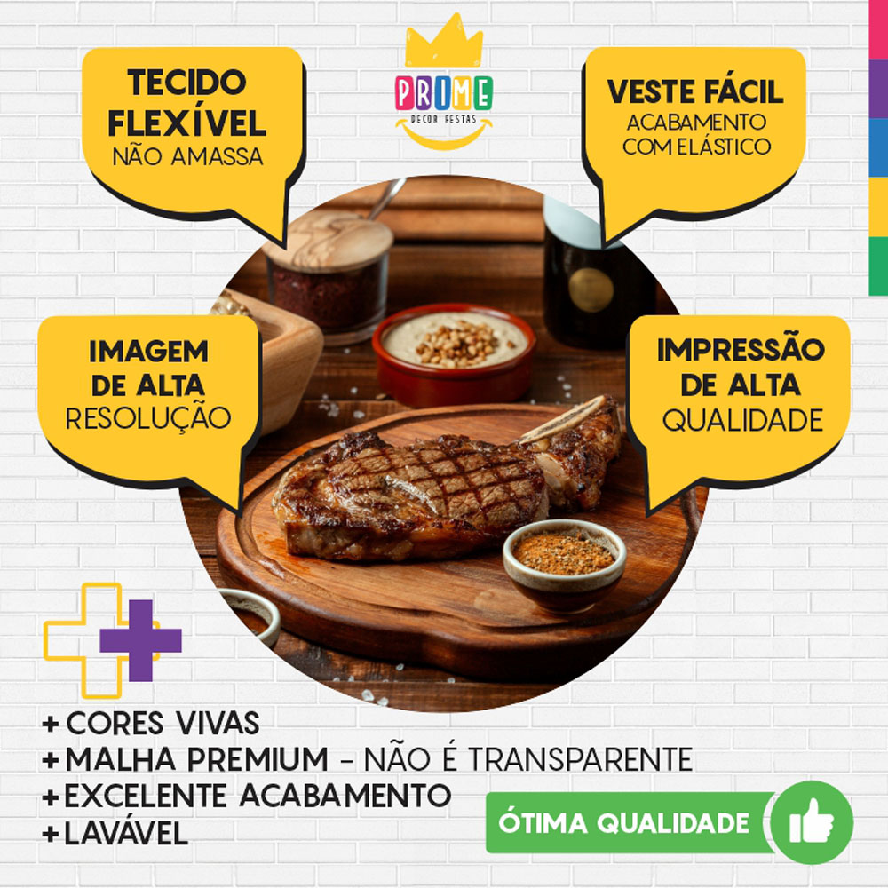 Painel Redondo 3D Churrasco Tecido Sublimado - Imagem 3