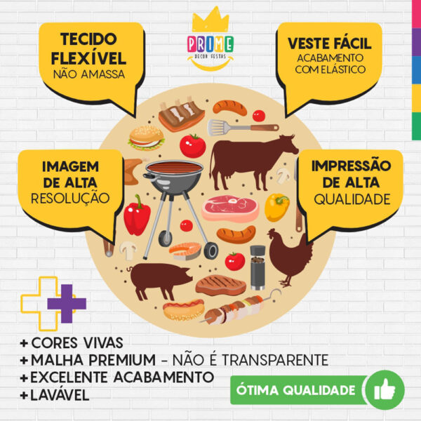 Painel Redondo 3D Churrasco Tecido Sublimado - Image 3