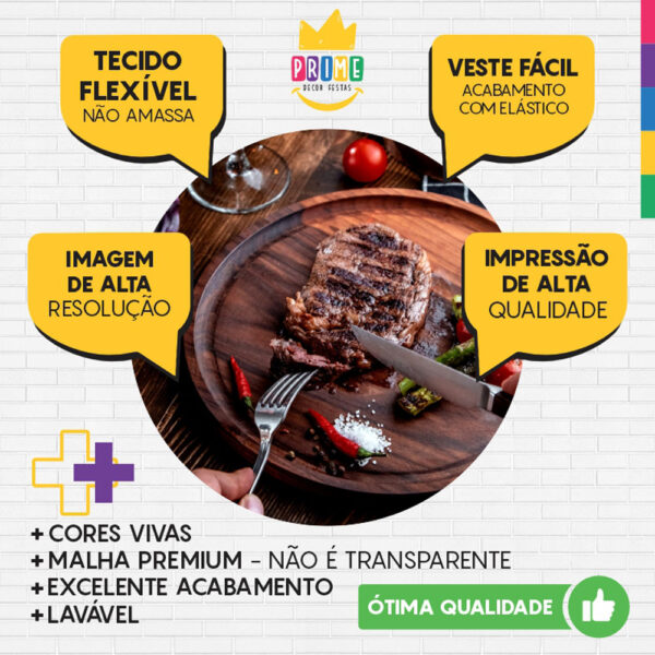 Painel Redondo 3D Churrasco Tecido Sublimado - Image 3