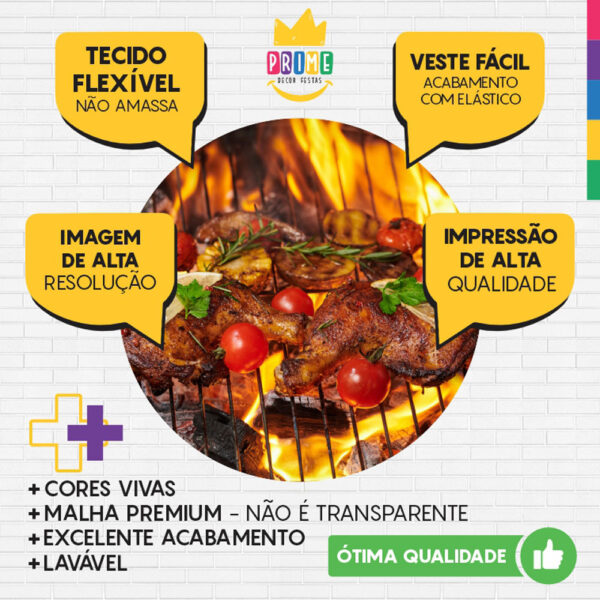 Painel Redondo 3D Churrasco Tecido Sublimado - Image 3