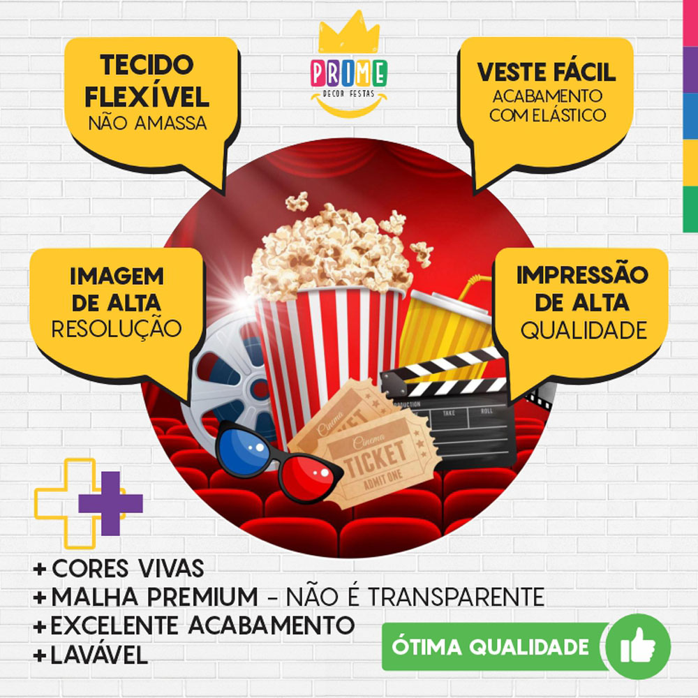 Painel Redondo 3D Cinema Tecido Sublimado - Imagem 3