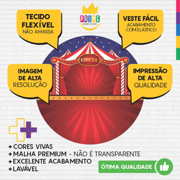 Painel Redondo 3D Circo Tecido Sublimado - Image 3