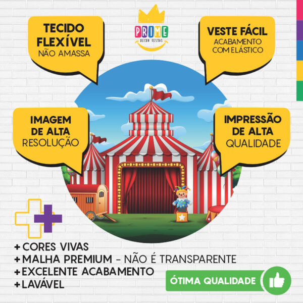 Painel Redondo 3D Circo Tecido Sublimado - Image 3