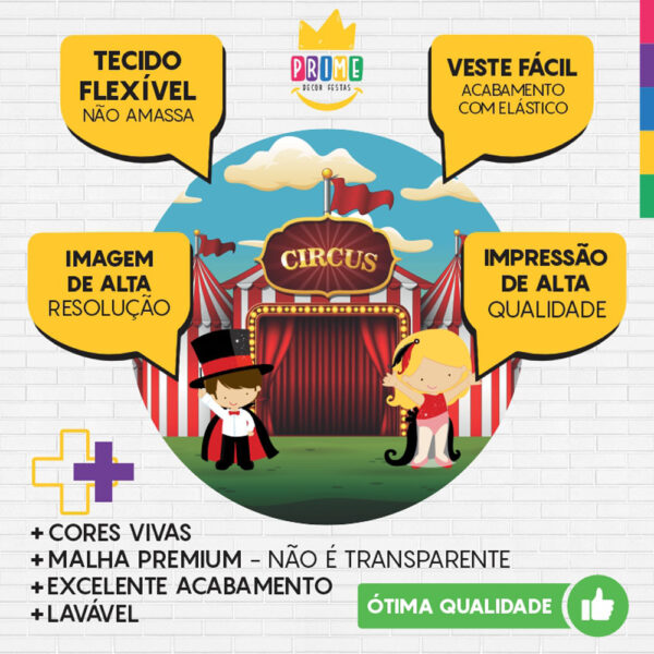 Painel Redondo 3D Circo Tecido Sublimado - Image 3