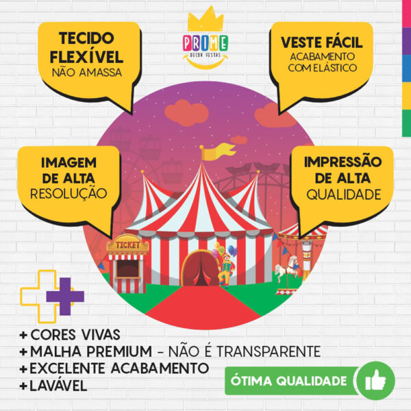 Painel Redondo 3D Circo Tecido Sublimado - Image 3