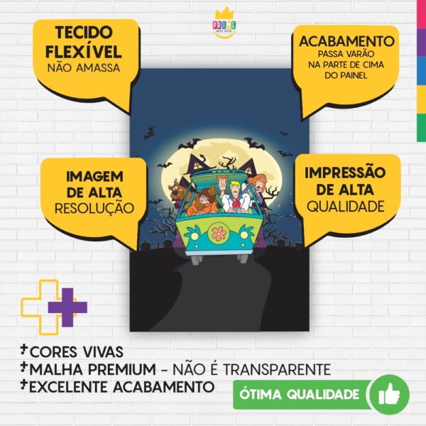 Painel de Festa Retangular 3D Scooby Doo Casadinho 1,50m x 2,20m - Image 4
