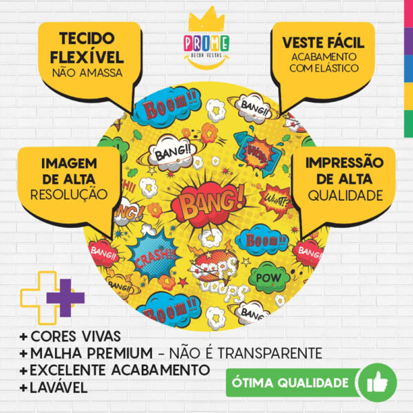 Painel Redondo 3D Comic Tecido Sublimado - Image 3