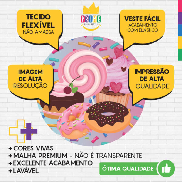 Painel Redondo 3D Confeitaria Tecido Sublimado - Image 3