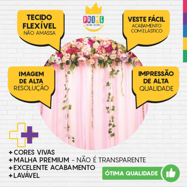Painel Redondo 3D Cortina de Flores Tecido Sublimado - Image 3