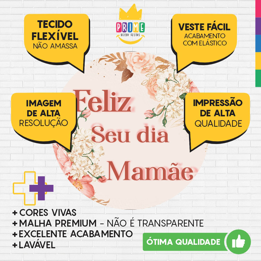 Painel Redondo 3D Dia das Mães Tecido Sublimado - Imagem 3