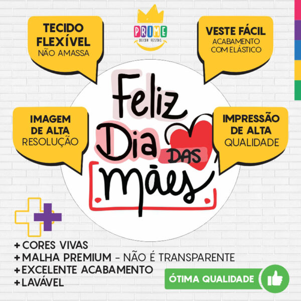 Painel Redondo 3D Feliz Dia das Mães Tecido Sublimado - Image 3