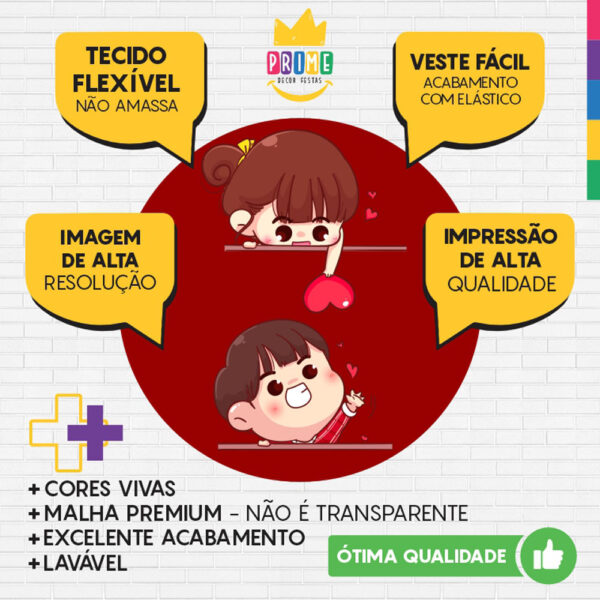 Painel Redondo 3D Dia dos Namorados Vermelho Tecido Sublimado - Image 3
