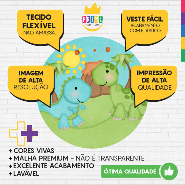 Painel Redondo 3D Dino Baby Tecido Sublimado - Image 3