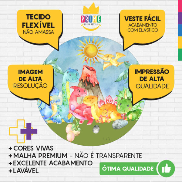 Painel Redondo 3D Dino Baby Tecido Sublimado - Image 3