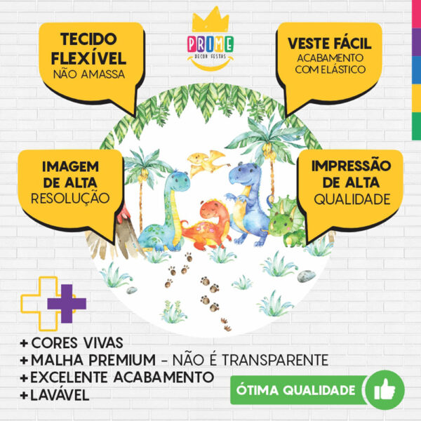Painel Redondo 3D Dino Baby Tecido Sublimado - Image 3