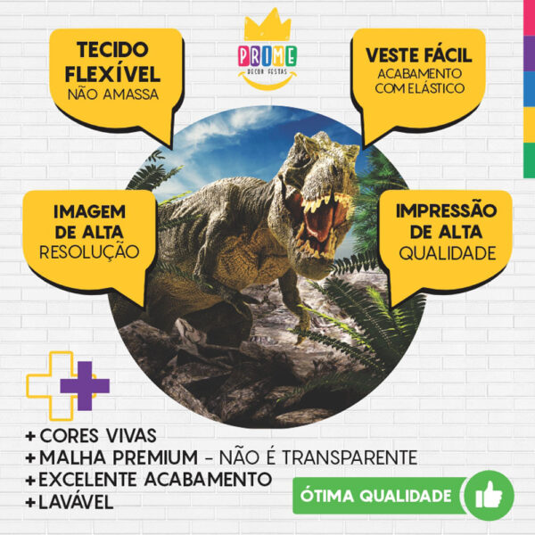 Painel Redondo 3D Dinossauro Tecido Sublimado - Image 3
