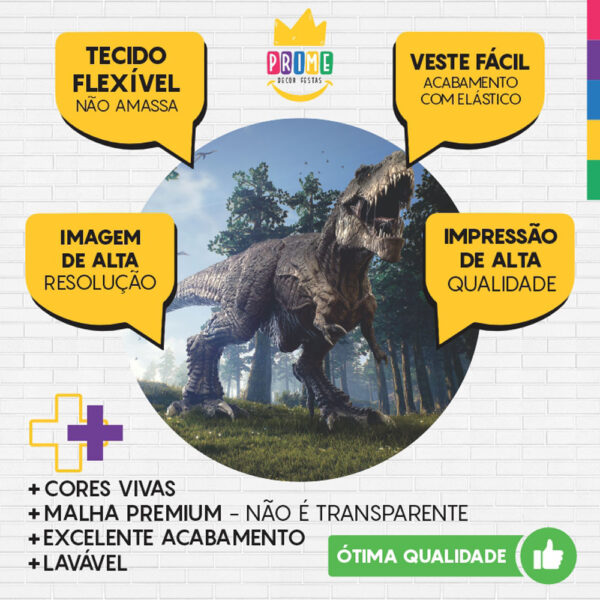 Painel Redondo 3D Dinossauro Tecido Sublimado - Image 3