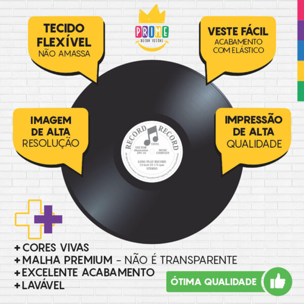 Painel Redondo 3D Disco Vinil  Tecido Sublimado - Image 3