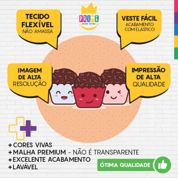 Painel Redondo 3D Doces Brigadeiro Tecido Sublimado - Image 3