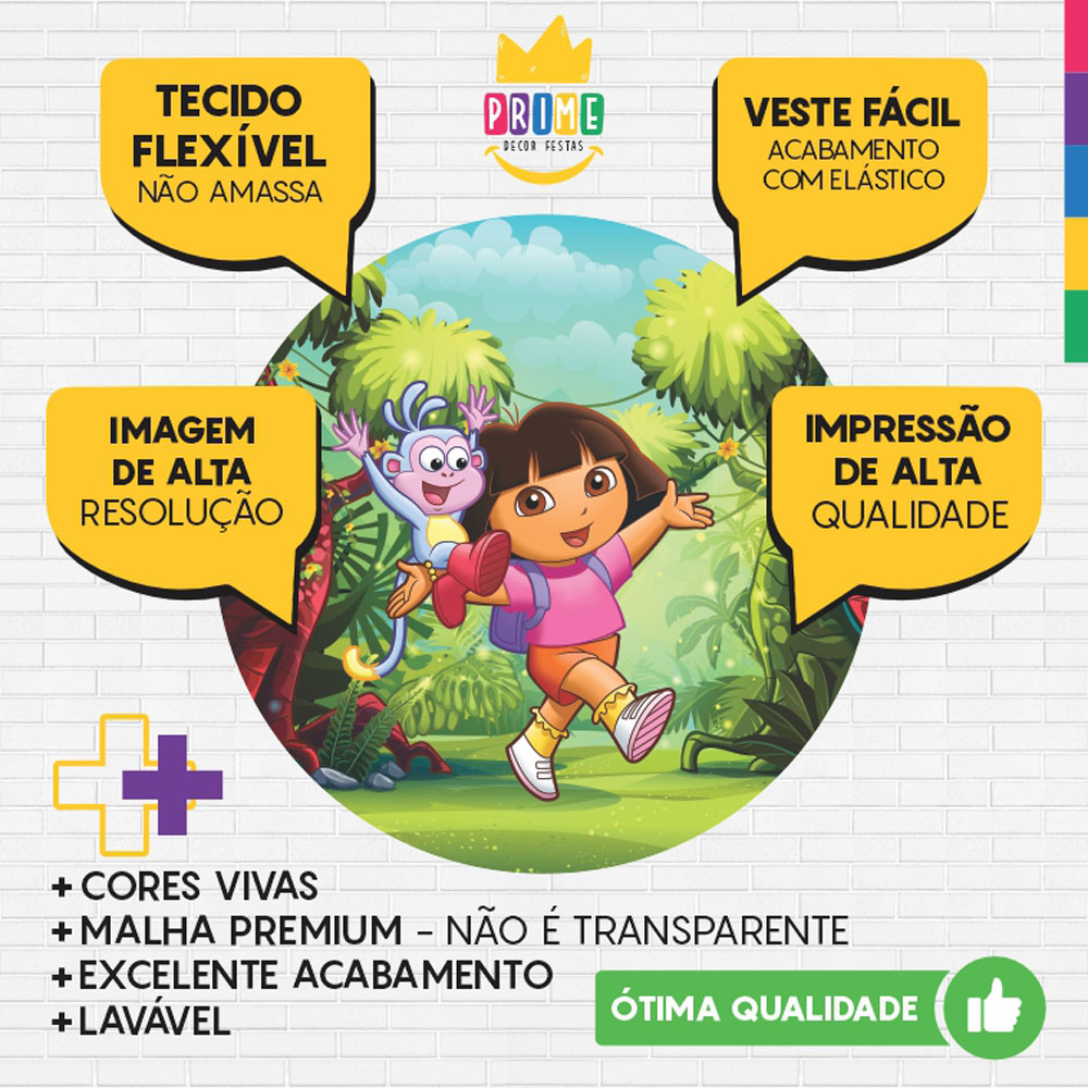 Painel Redondo 3D Dora Aventureira Tecido Sublimado - Imagem 3