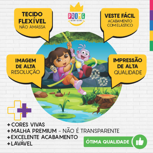 Painel Redondo 3D Dora Aventureira Tecido Sublimado - Image 3