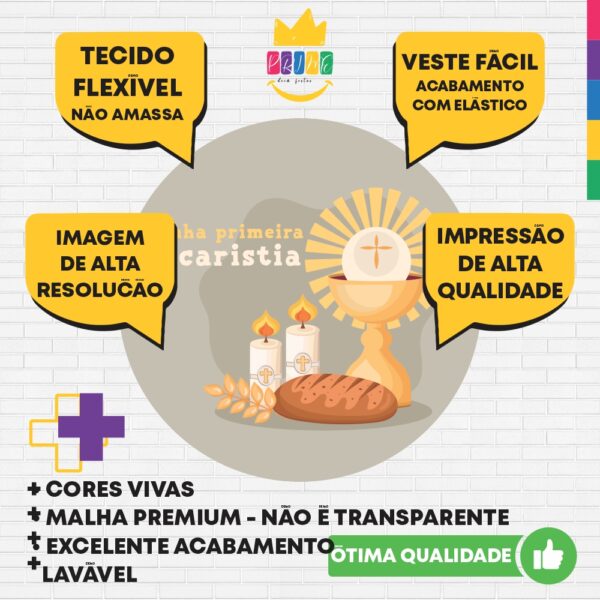 Painel Redondo 3D Minha Primeira Eucaristia Tecido Sublimado - Image 3