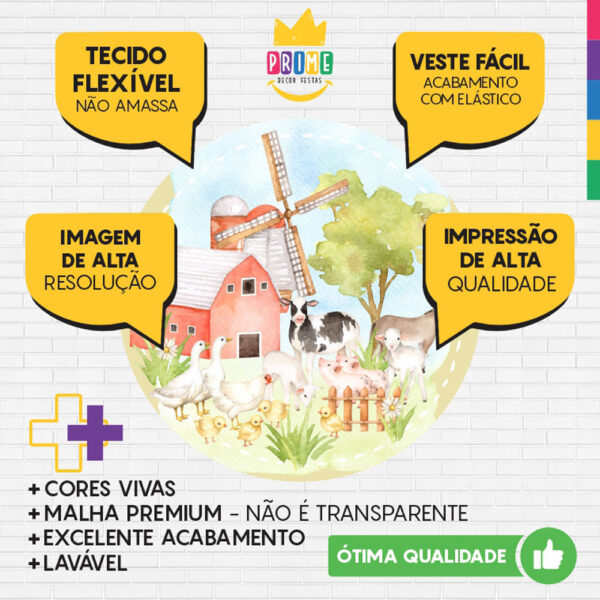 Painel Redondo 3D Fazendinha Tecido Sublimado - Image 3