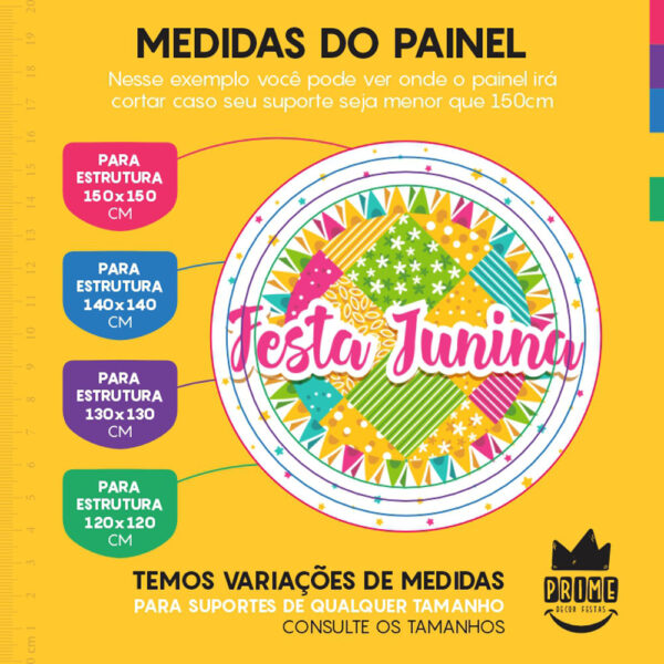 Painel Redondo 3D Festa Junina Branco Tecido Sublimado - Image 4