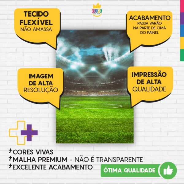 Painel de Festa Retangular 3D Futebol Campo Casadinho 1,50m x 2,20m - Image 4