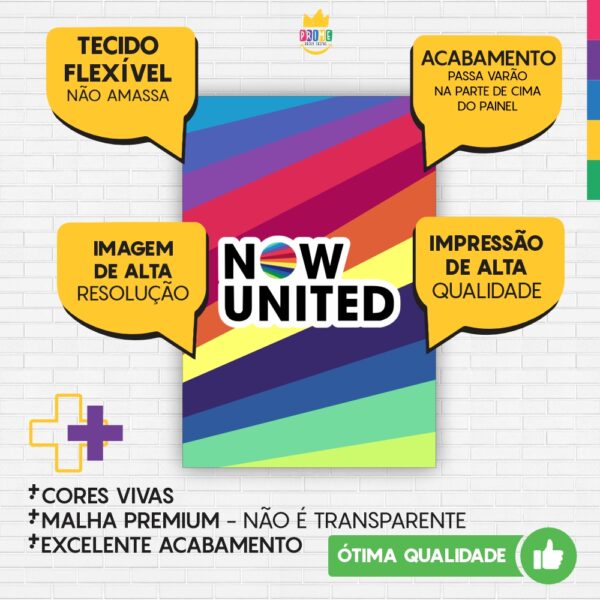 Painel de Festa Retangular 3D Now United Casadinho 1,50m x 2,20m - Image 4