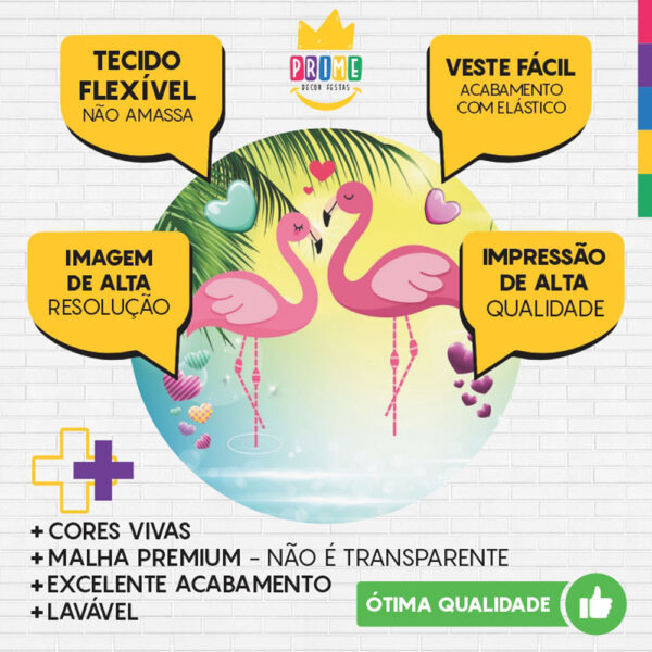 Painel Redondo 3D Flamingo Tecido Sublimado - Image 3