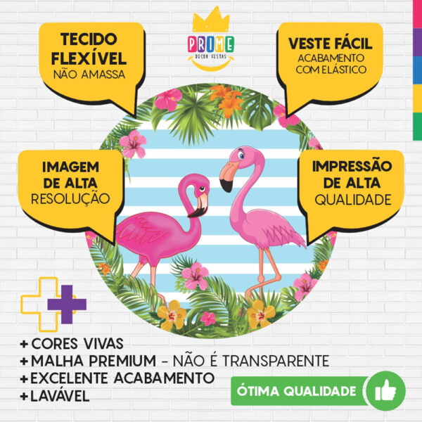 Painel Redondo 3D Flamingo Tecido Sublimado - Image 3