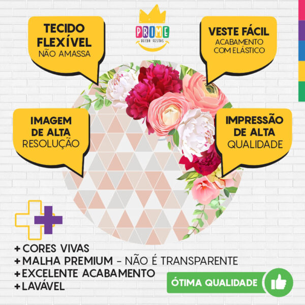 Painel Redondo 3D Floral Tecido Sublimado - Image 3